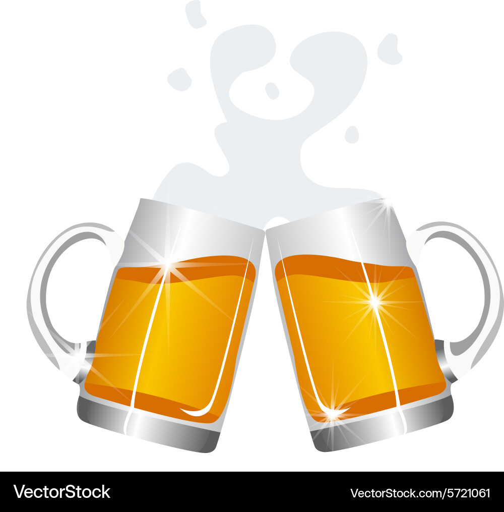 Beer mugs cheers Royalty Free Vector Image VectorStock