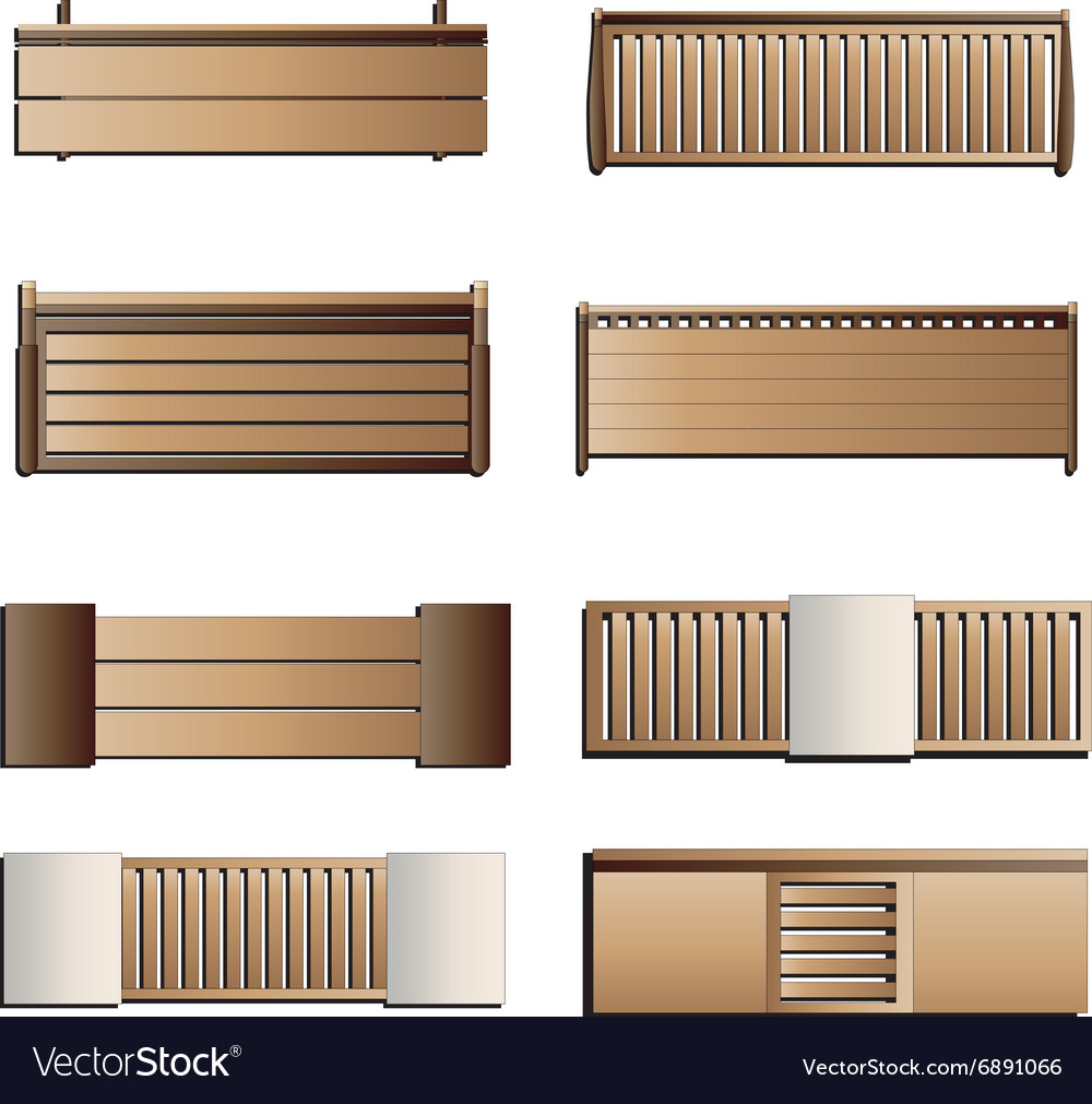 Outdoor furniture Bench top view set 6 for lands Vector Image