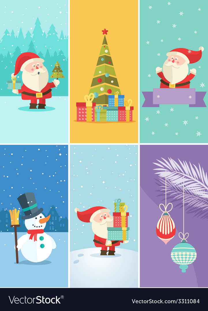 Set of Christmas and New Year greeting cards Vector Image