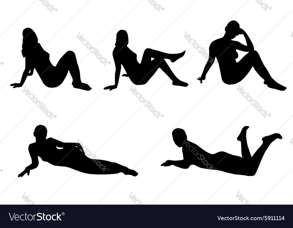 Download Woman silhouette set lying sitting Royalty Free Vector ...