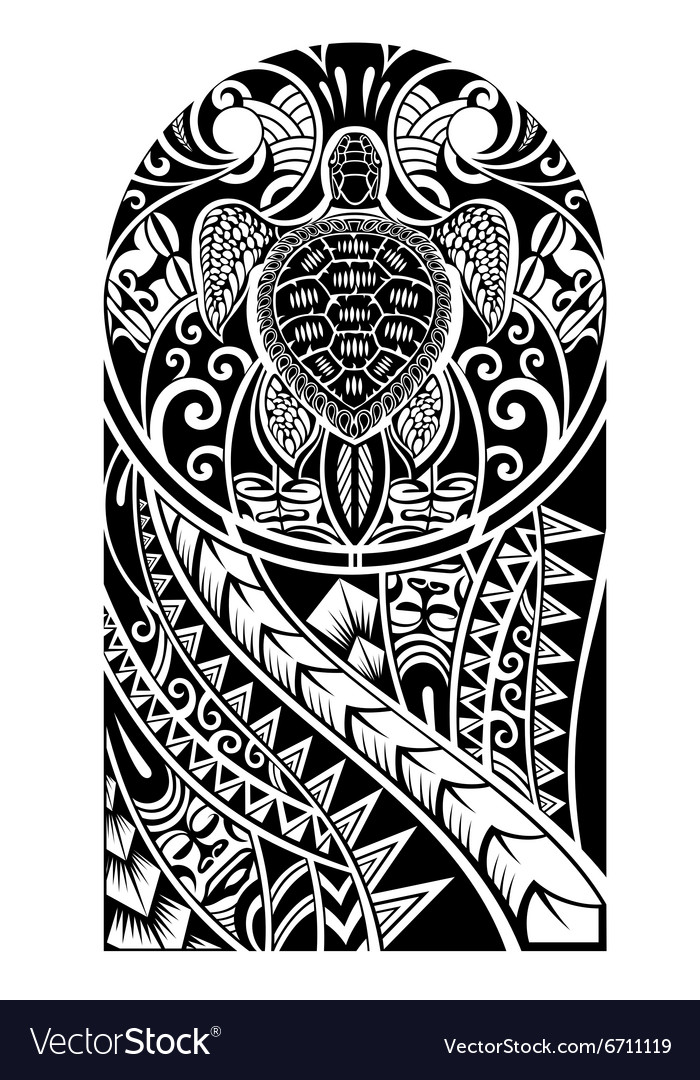 traditional maori tattoo design with turtle vector image traditional maori tattoo design with turtle vector image