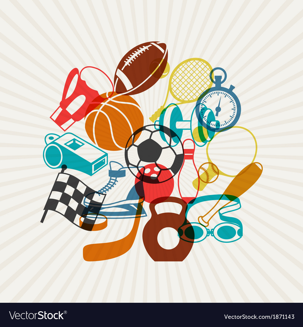 Background with sport icons Royalty Free Vector Image