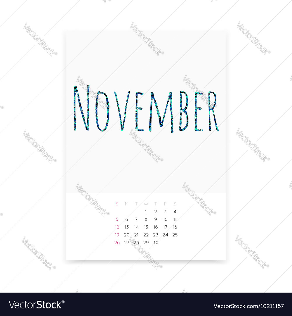 november 2017 calendar page vector image