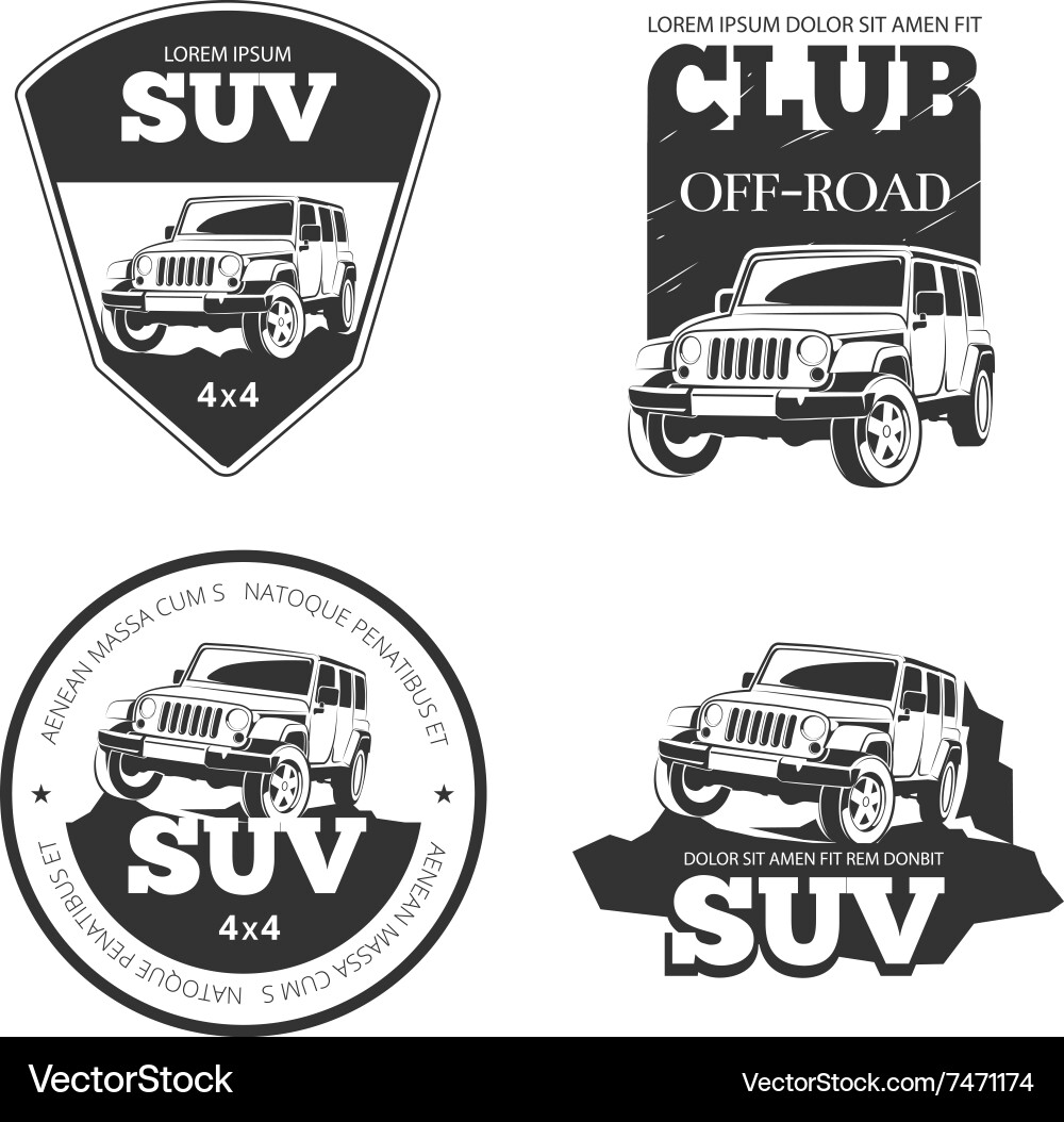 Suv car emblems labels and logos Royalty Free Vector Image