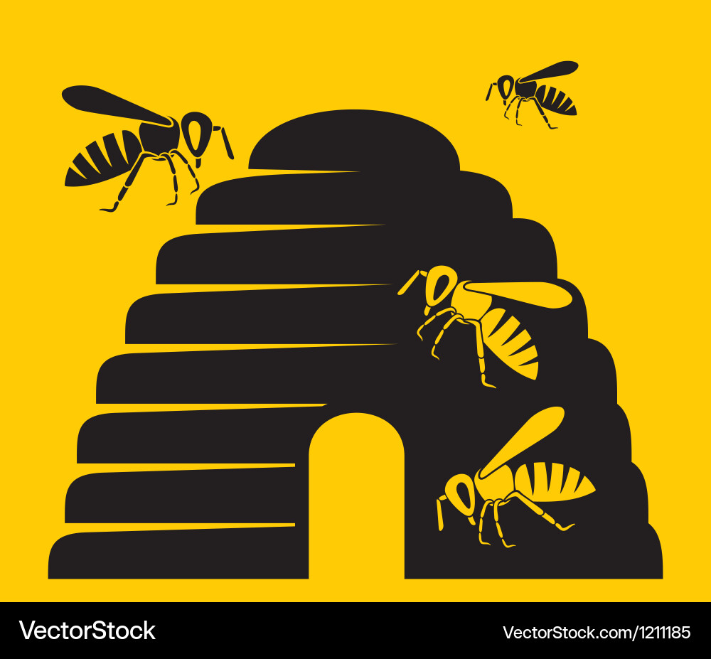 Bees and beehive icon Royalty Free Vector Image