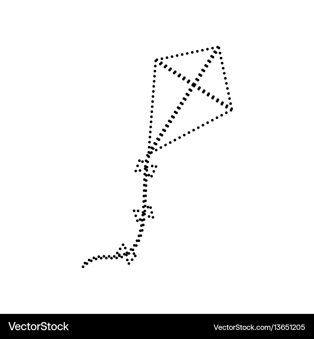 Kite sign black dotted icon on white Royalty Free Vector