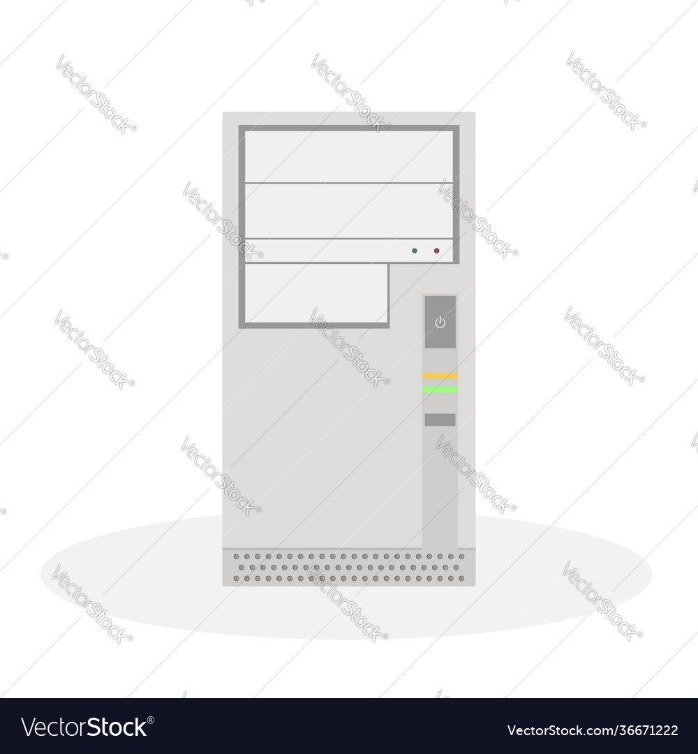 An outdated computer system unit in gray tones Vector Image