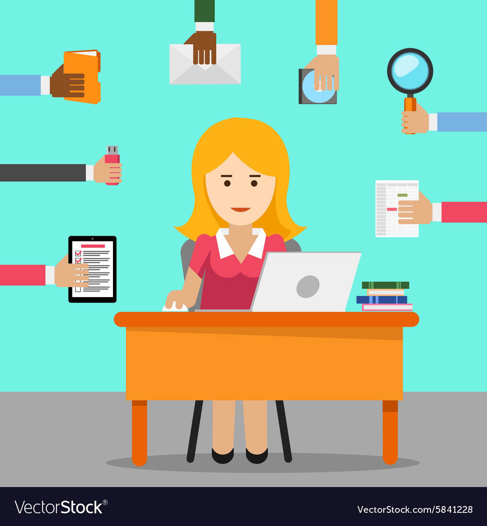 Secretary Busy Woman For Office Work Vector Image Secretary Busy Woman For Office Work Vector Image