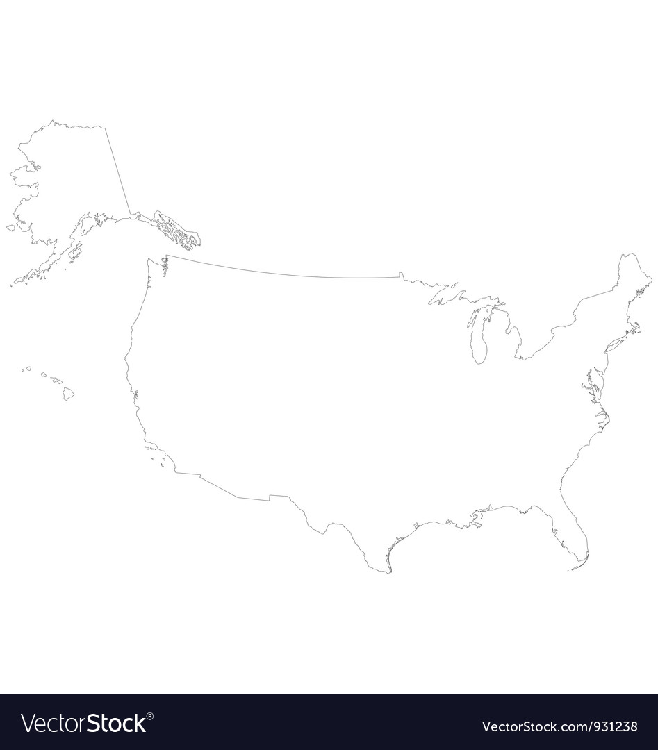 Outline map of the United States - Outline Map Of The United States Of America Vector 931238