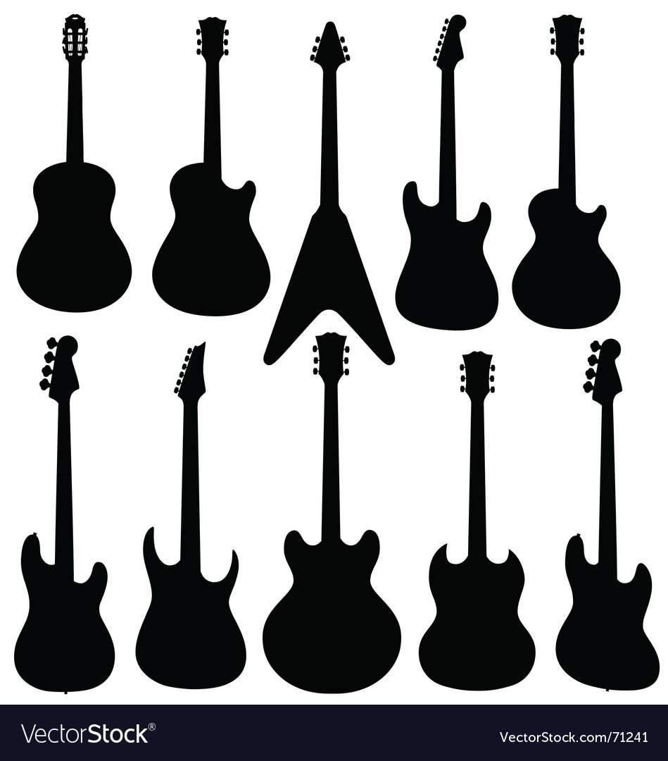 Download Guitars silhouettes Royalty Free Vector Image - VectorStock