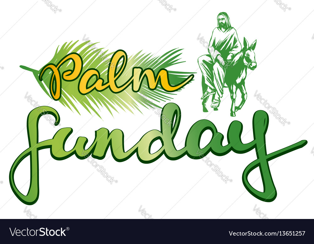 palm sunday jesus christ rides on a donkey into vector image