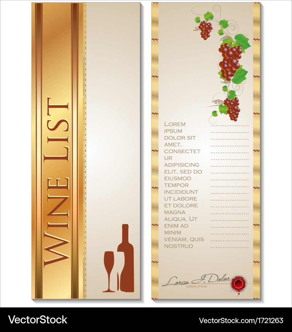 Wine list template Royalty Free Vector Image VectorStock