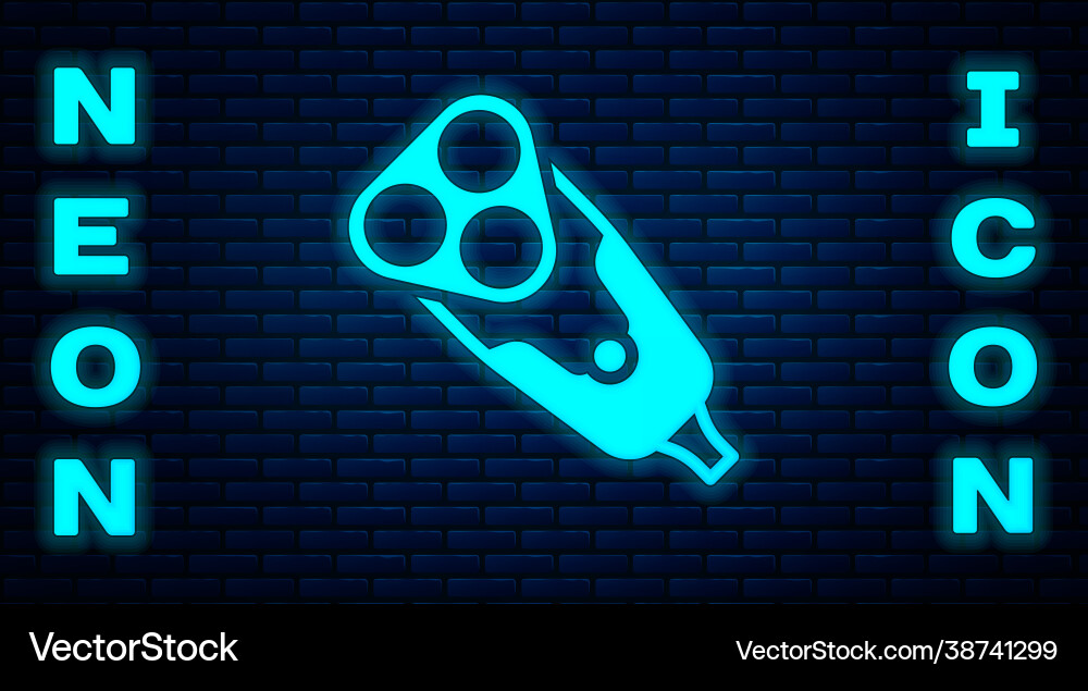 Glowing neon electric razor blade for men icon Vector Image