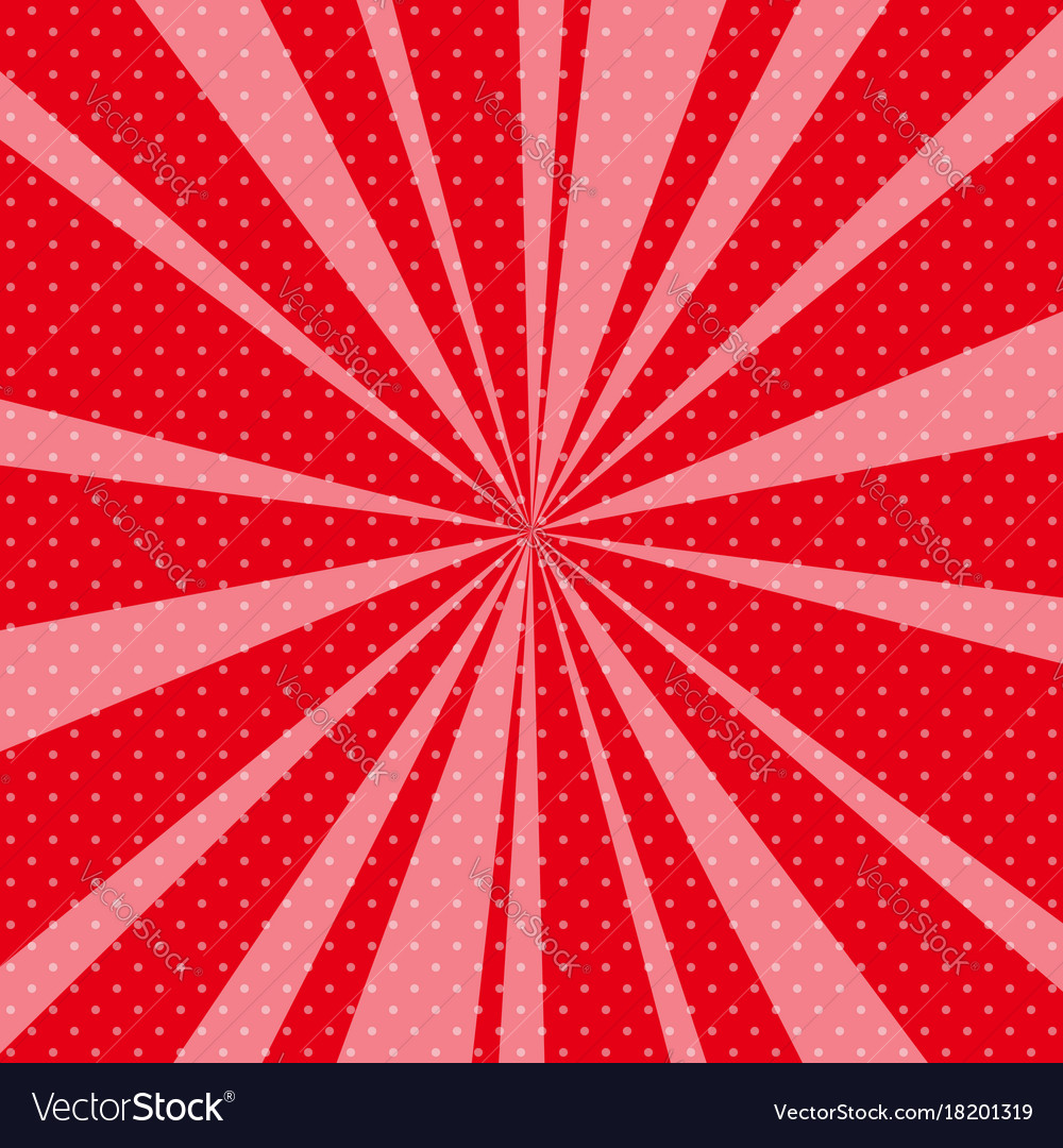 Red pop art retro background with sunbeams Vector Image