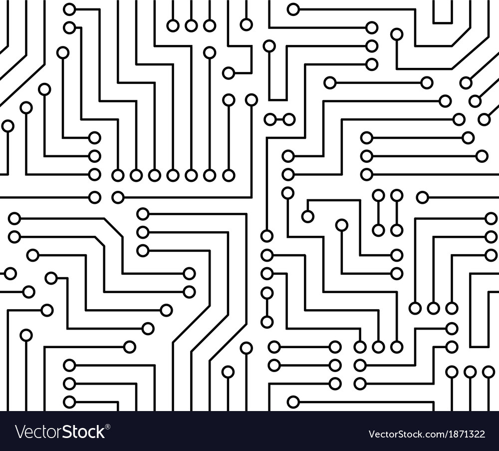 Black and White Printed Circuit Board Royalty Free Vector Image