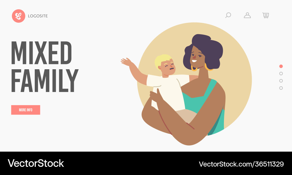 Mixed family landing page template multicultural Vector Image