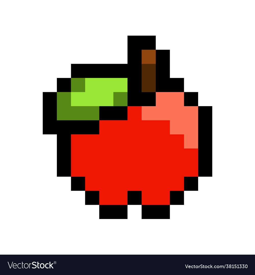 Pixel an apple for game assets Royalty Free Vector Image