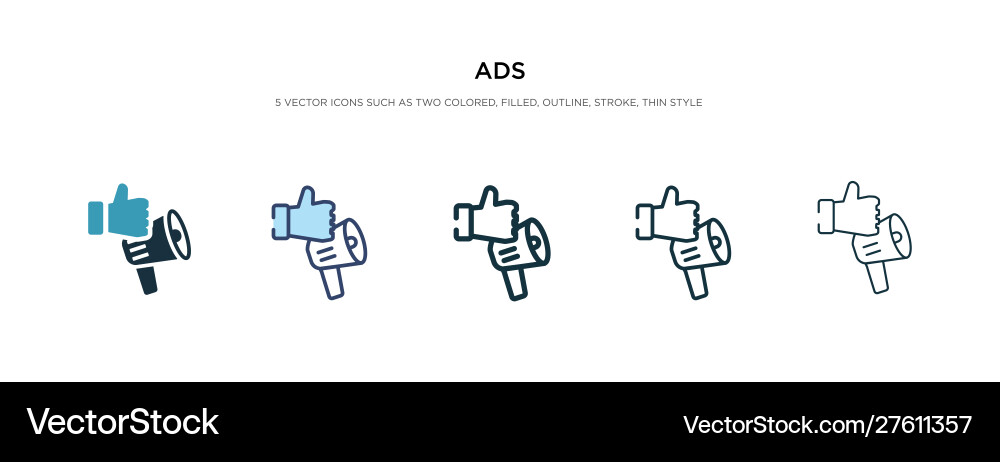 Ads icon in different style two colored Royalty Free Vector