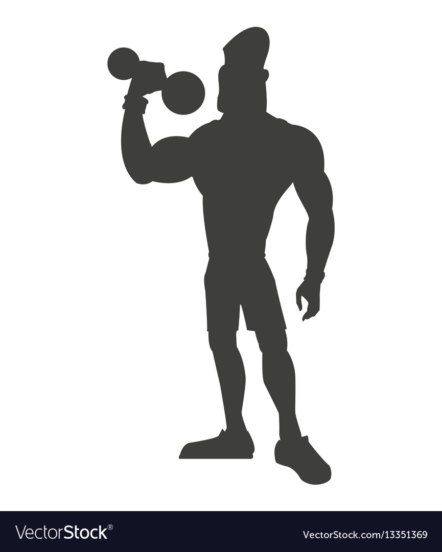 silhouette healthy man weight lifting vector image
