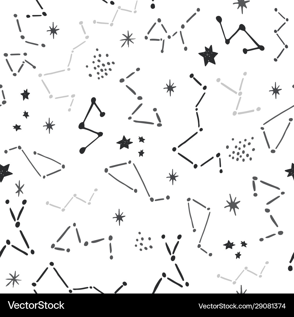 Seamless monochrome pattern star constellation Vector Image