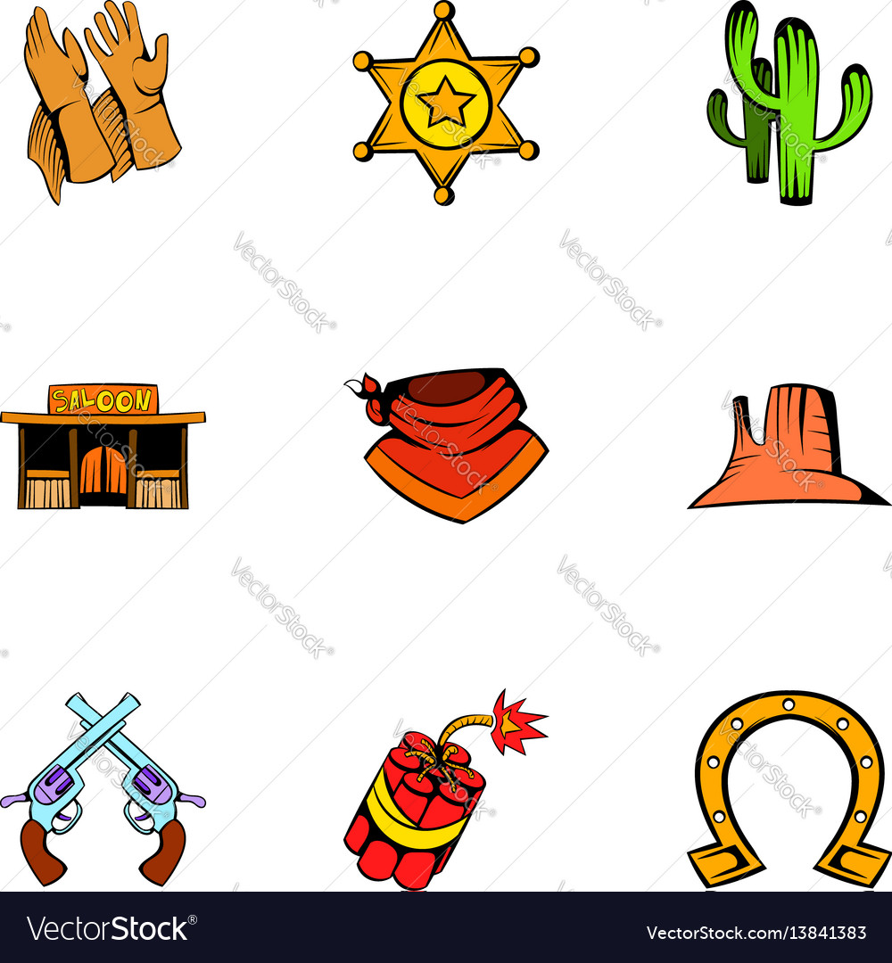 Texas icons set cartoon style Royalty Free Vector Image VectorStock