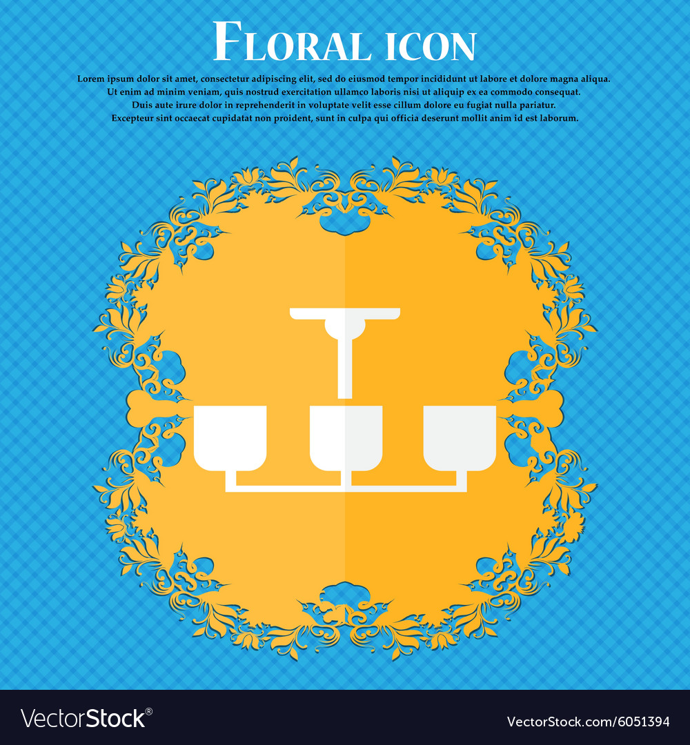 Chandelier Light Lamp icon sign Floral flat design Chandelier Light Lamp icon sign Floral flat design