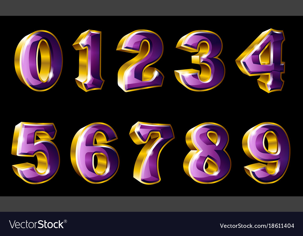 Gold Numbers In 3d Style Royalty Free Vector Image Gold Numbers In 3d Style Royalty Free Vector Image