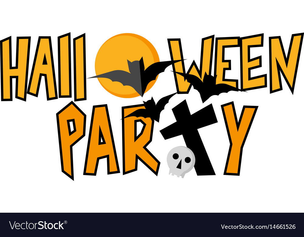Download Halloween party lettering with bats and skull Royalty Free ...