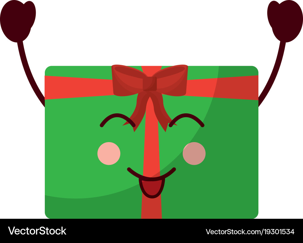 Gift box emoji kawaii icon image Royalty Free Vector Image