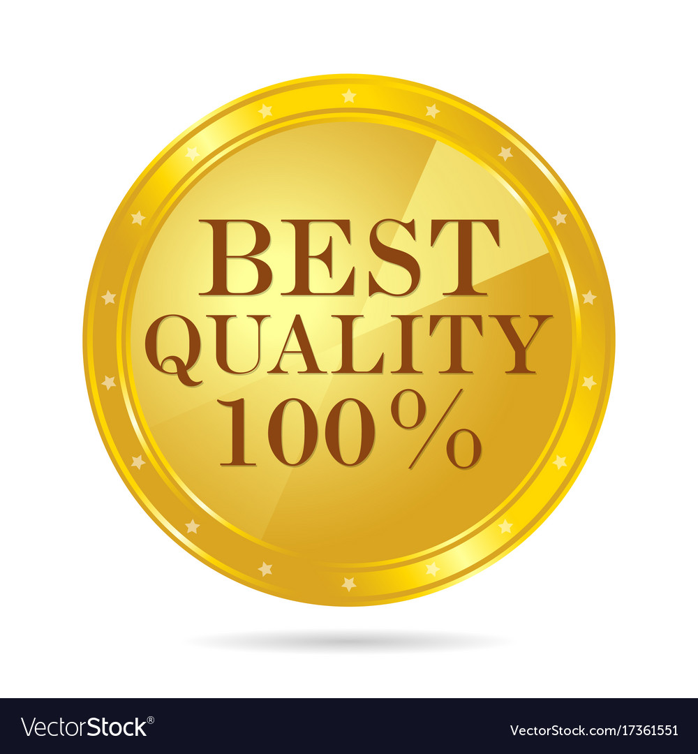 Best quality badge in gold Royalty Free Vector Image