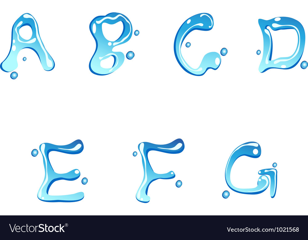 Water drop type font Royalty Free Vector Image