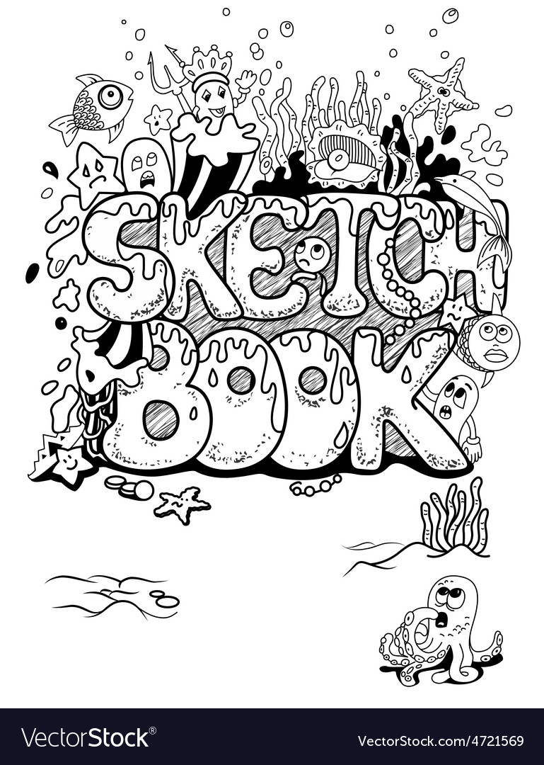 Sketchbook cover with doodles in Royalty Free Vector Image