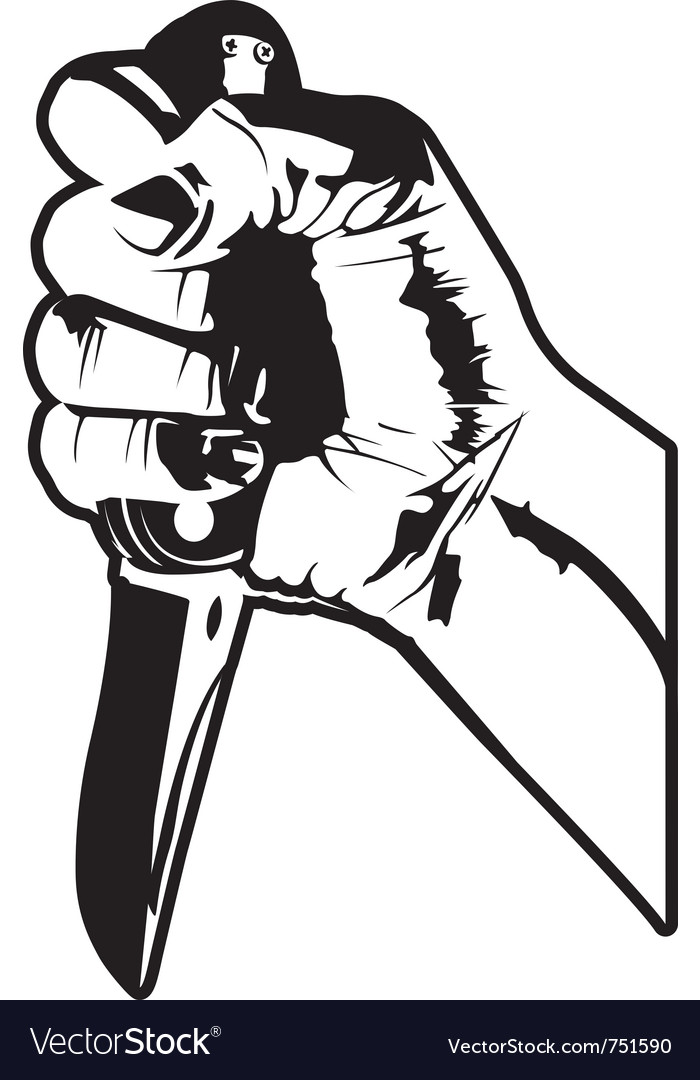 Hand with knife Royalty Free Vector Image VectorStock