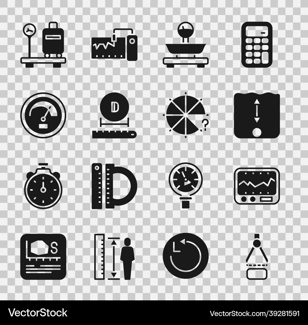 Set drawing compass measuring instrument depth Vector Image