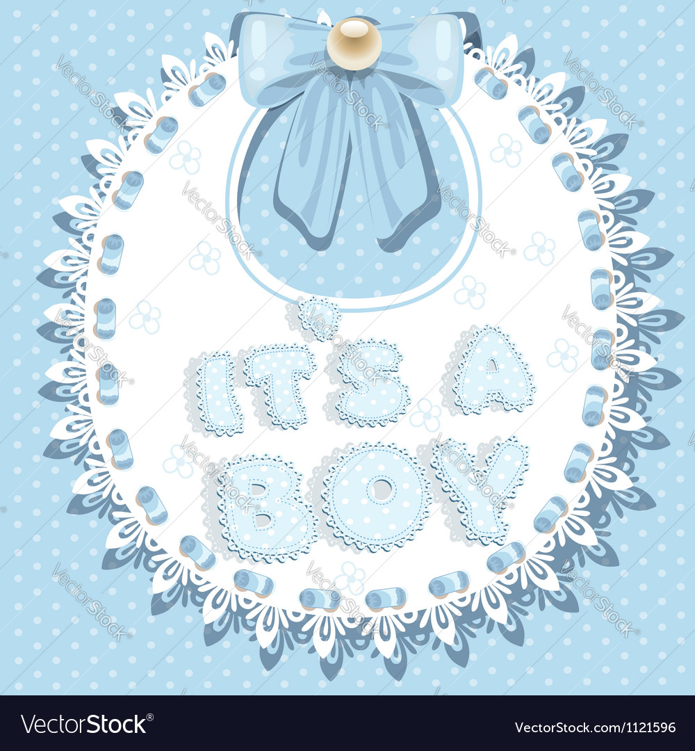 Download Its a boy baby shower on bib Royalty Free Vector Image