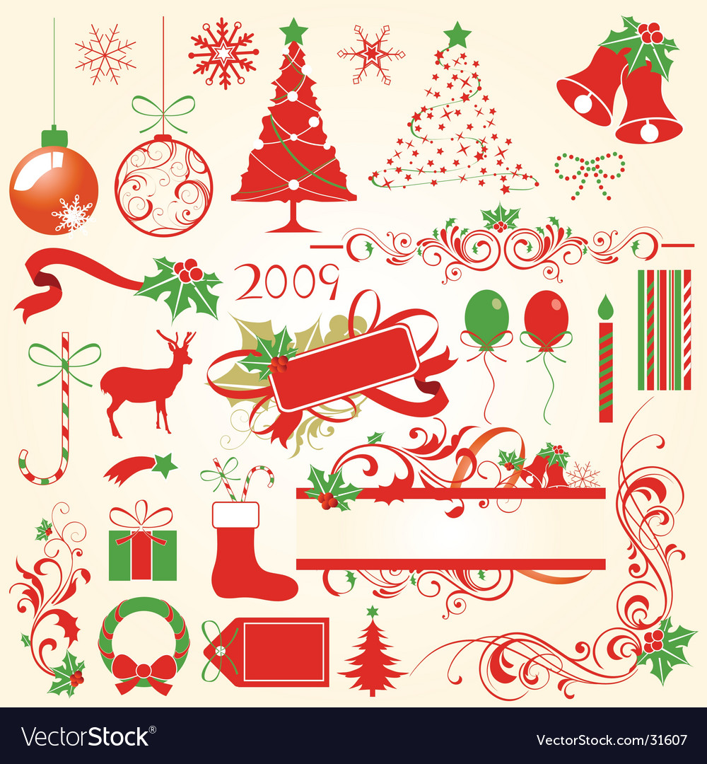  Christmas  decoration  elements  Royalty Free Vector Image