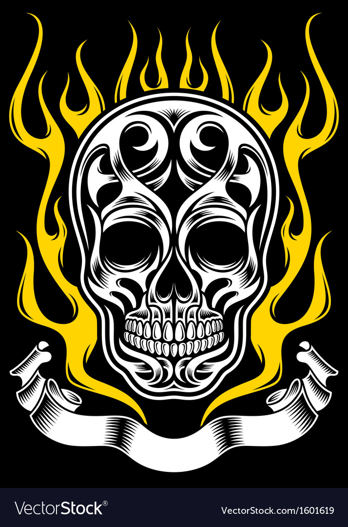 ornate flame skull tattoo royalty free vector image ornate flame skull tattoo royalty free vector image