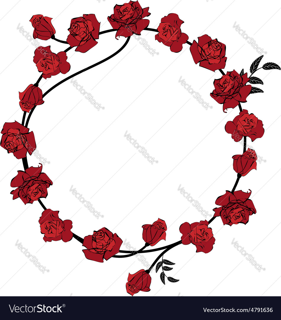Floral red roses frame Royalty Free Vector Image