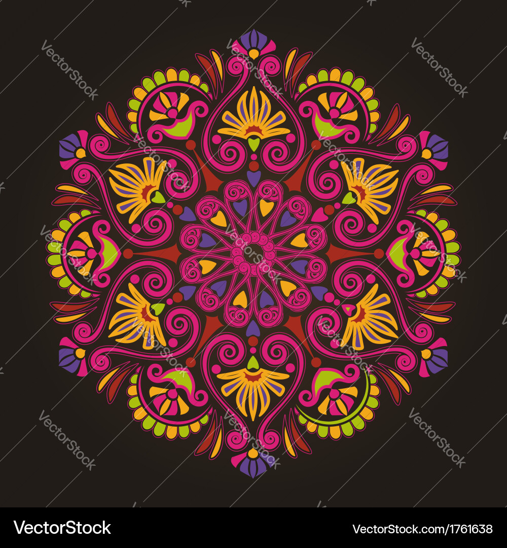 Radial geometric floral pattern Royalty Free Vector Image