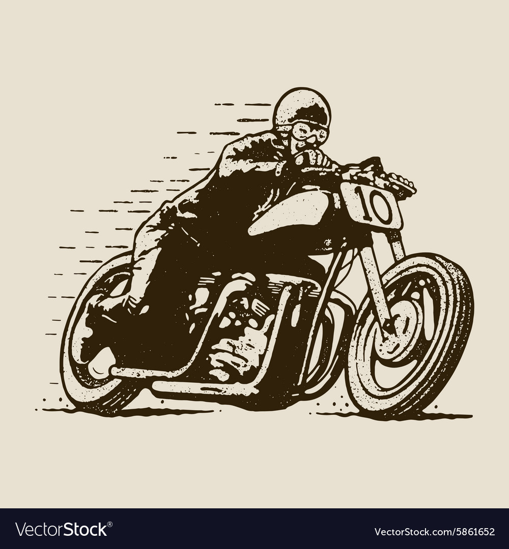 Vintage cafe racer motorcycle racing Royalty Free Vector