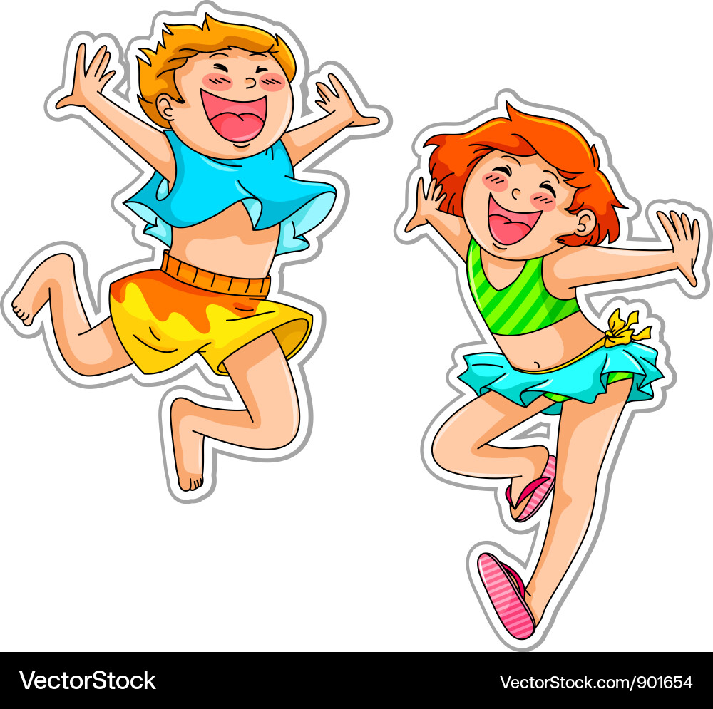 Excited kids Royalty Free Vector Image - VectorStock