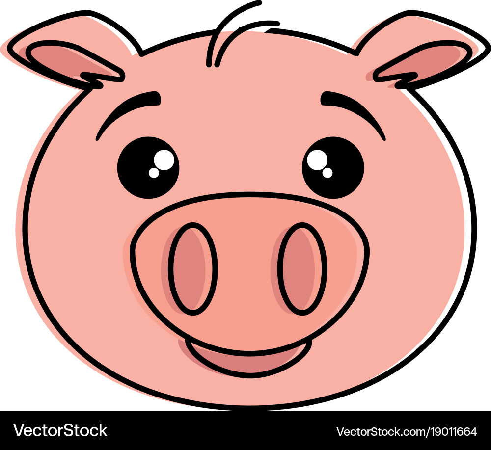 Cute pig emoji kawaii Royalty Free Vector Image