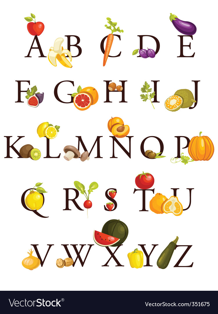 Fruit Alphabet Royalty Free Vector Image Vectorstock