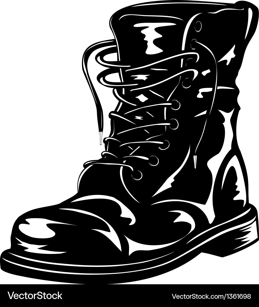 Black army boot Royalty Free Vector Image - VectorStock