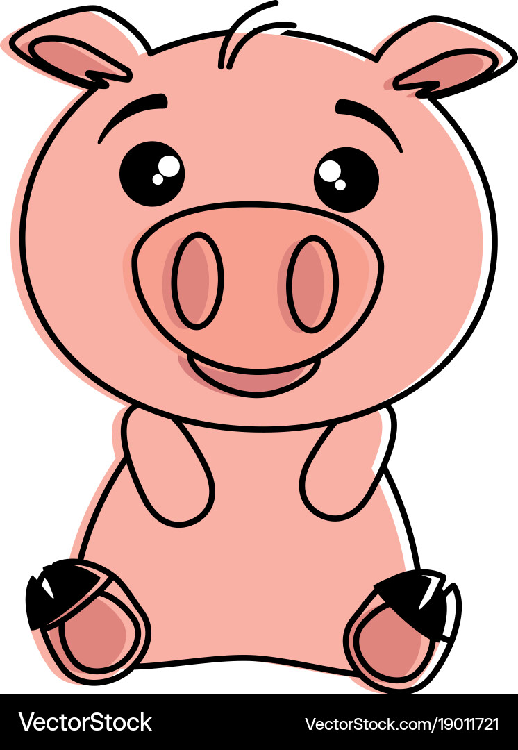 Cute pig emoji kawaii Royalty Free Vector Image