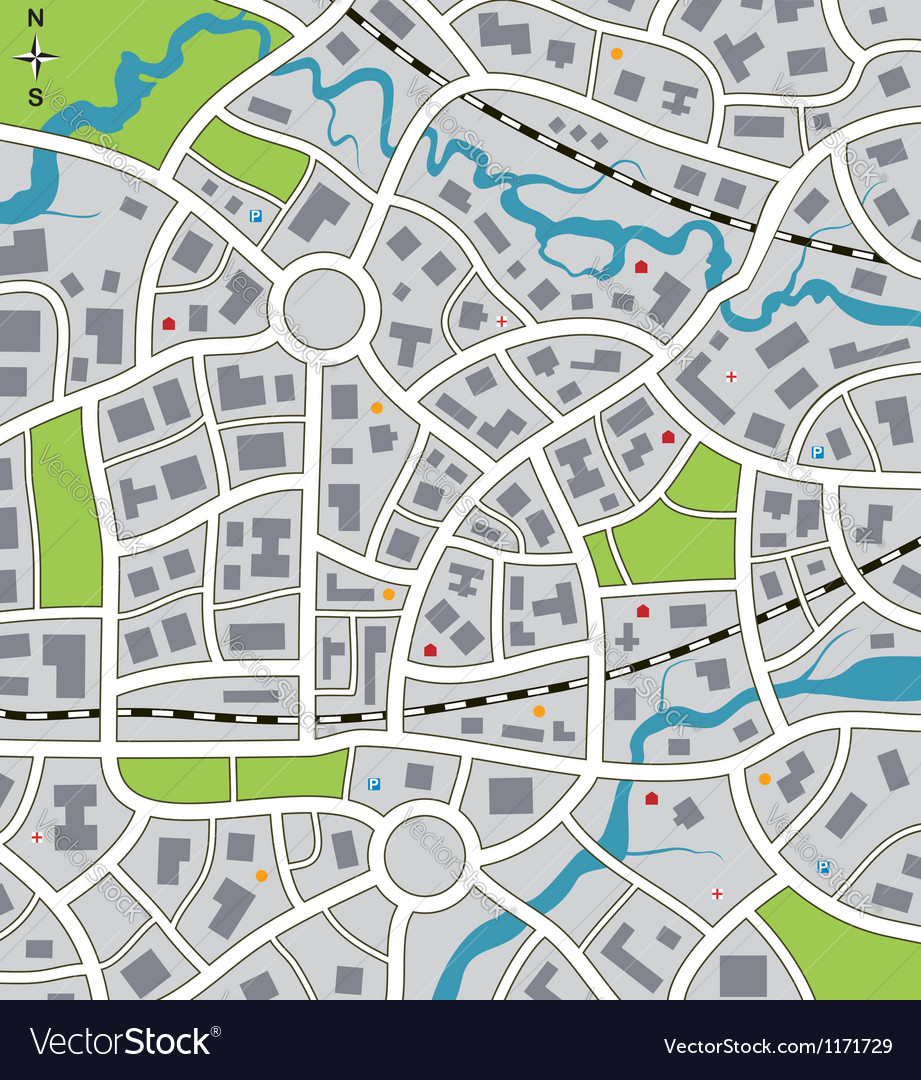 City map Royalty Free Vector Image - VectorStock