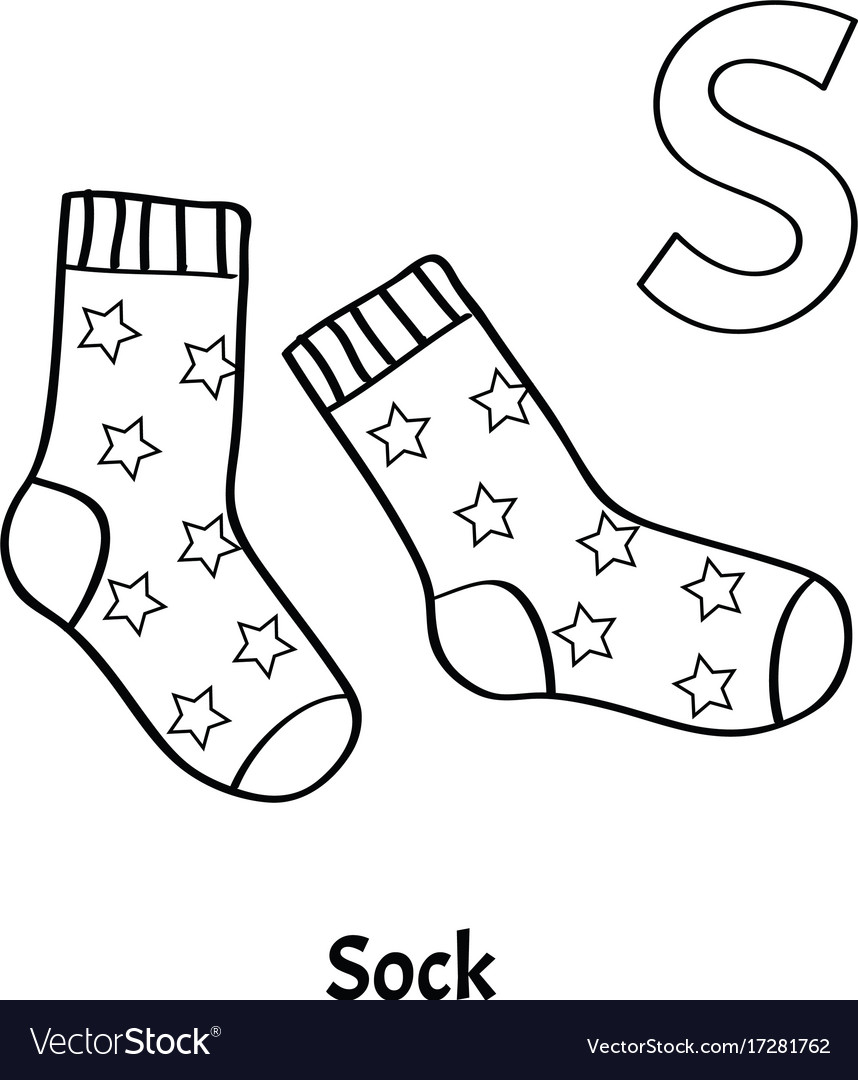 Alphabet letter s coloring page sock vector image