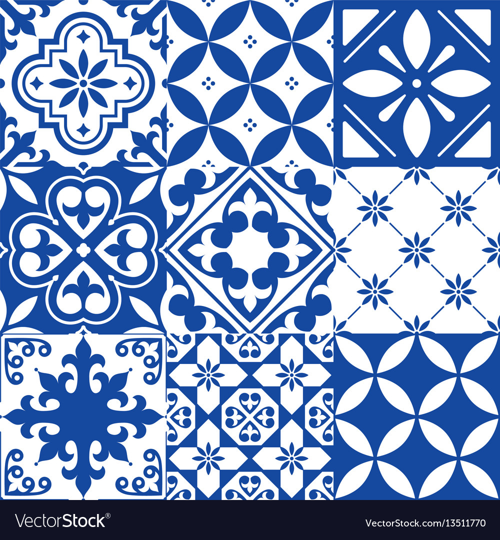 Spanish Tiles Moroccan Design Seamless Vector Image