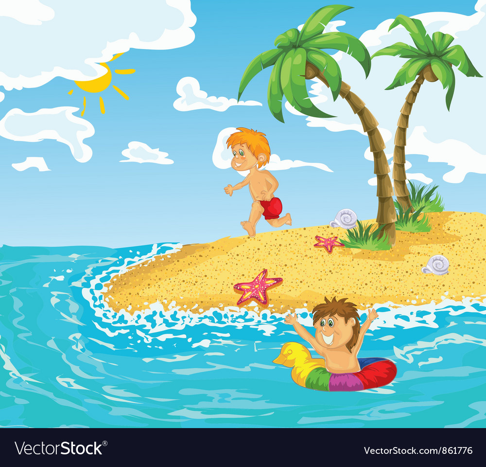 Cartoon summer background Royalty Free Vector Image