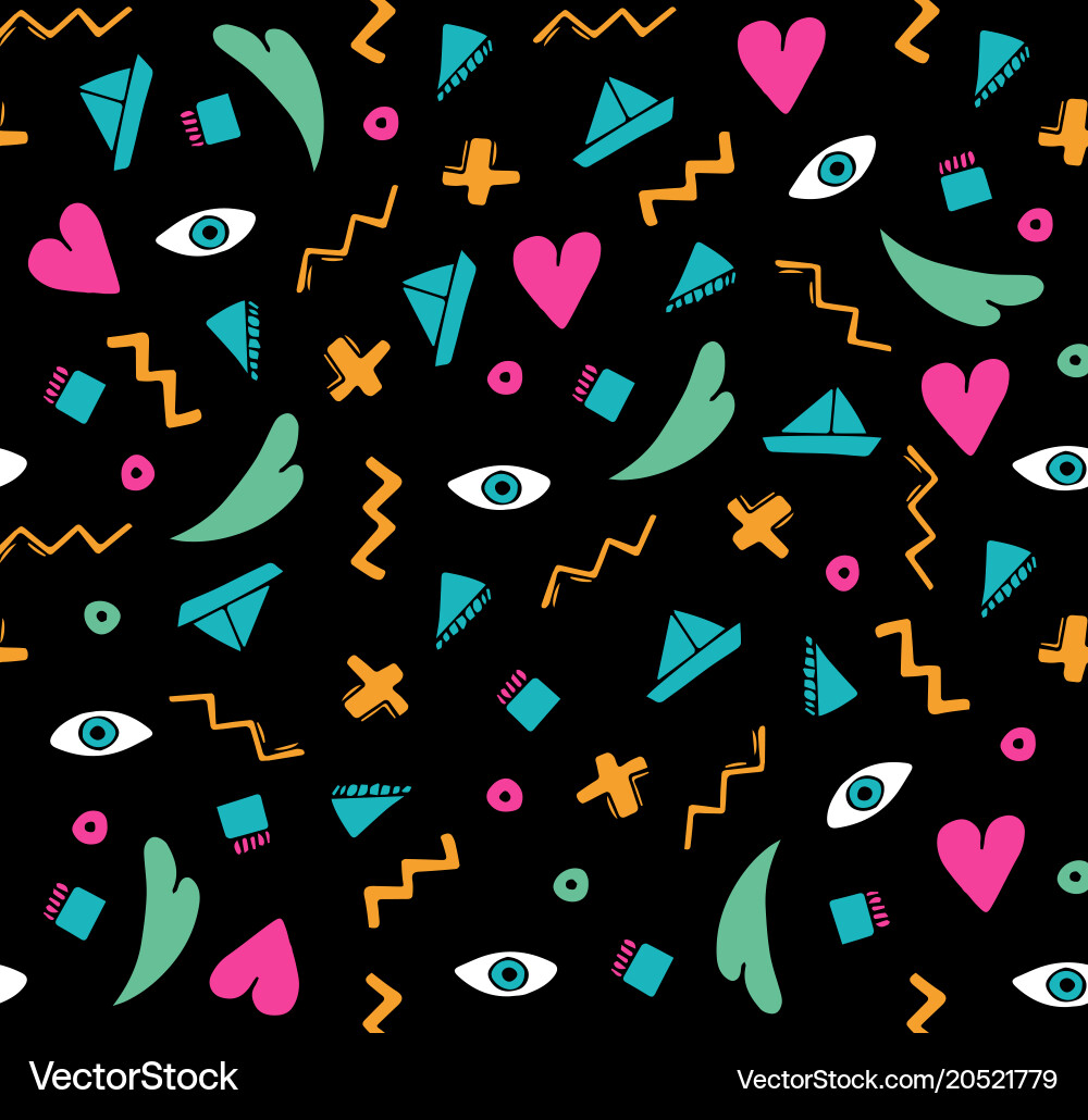 Black doodle seamless pattern Royalty Free Vector Image